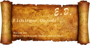 Eichinger Dezső névjegykártya